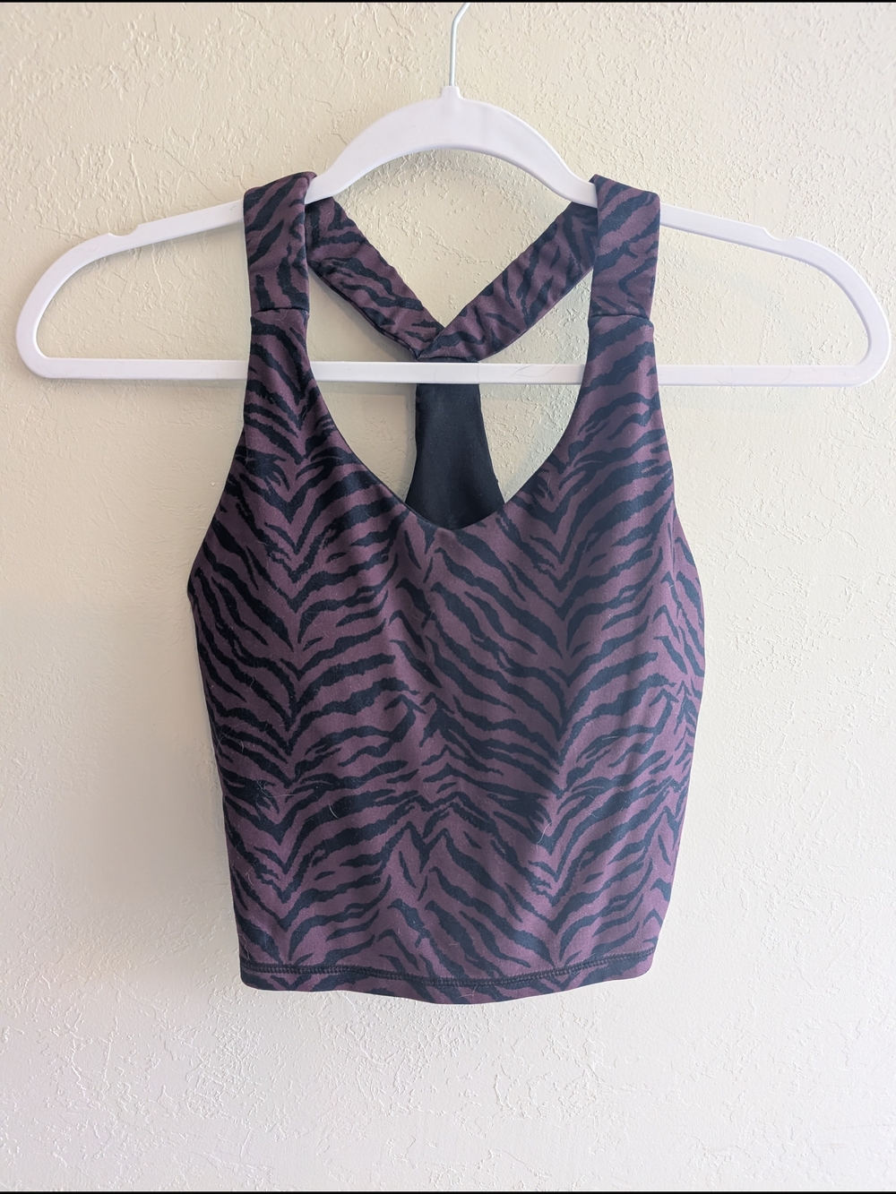 Kyodan Purple and Black Zebra-Print Racerback Sports Bra Tank